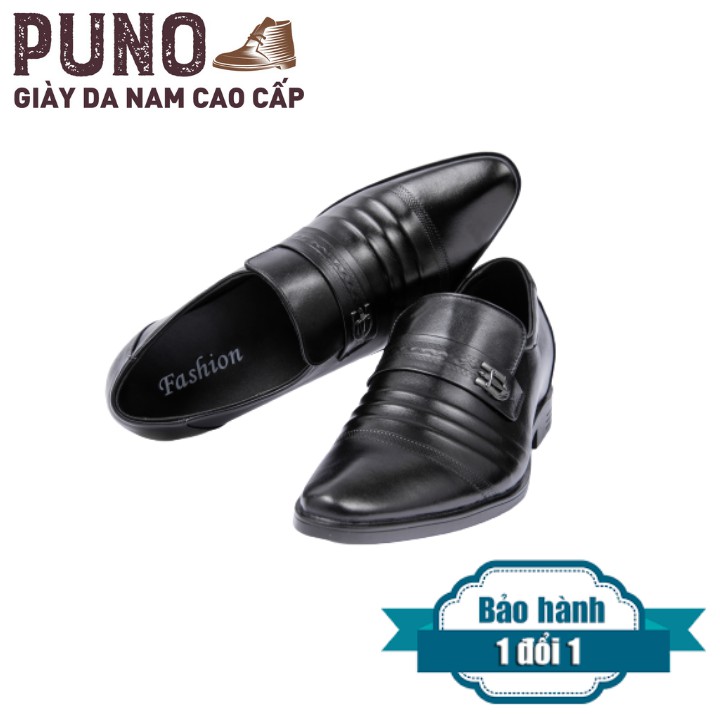 Giày lười da nam cao cấp Puno CS02 màu đen