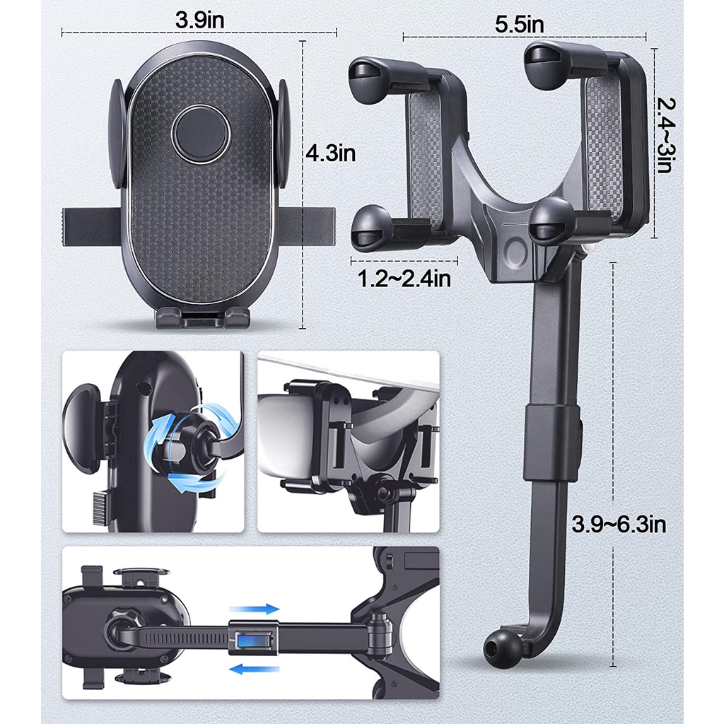 360 Mới° Giá Đỡ Điện Thoại/GPS Xoay Được Thông Dụng Cho Gương Chiếu Hậu Xe Hơi