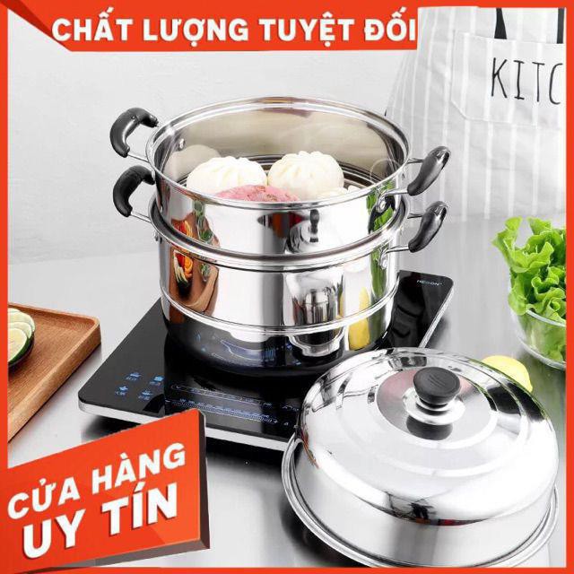 [Xả kho + free ship] Nồi Hấp 3 Tầng Inox hàng đẹp loại 28cm và 32cm hàng dầy đẹp