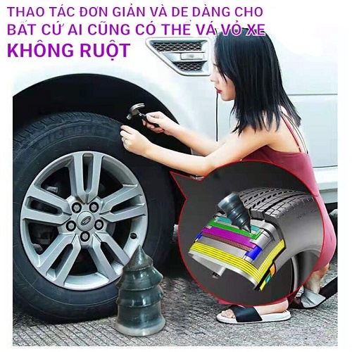 Bộ Dụng Cụ 12 Chi Tiết Vá Lốp Xe Không Xăm Cực Nhanh Chuyên Nghiệp Hiệu Quả Gồm Tua Vít + Keo + 10 Vít Cao Su