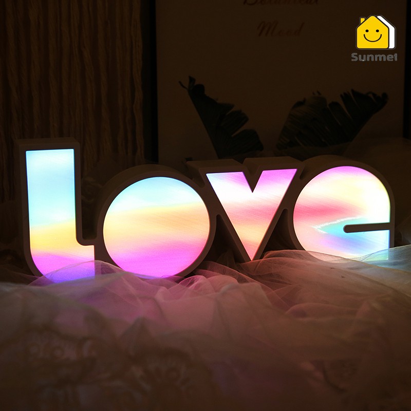 [ Hot TIK TOK ] Đèn LED Hộp Hình Chữ Love Màu Pastel Dùng Pin Hoặc USB Decor Phòng Ngủ Tiệc Cưới Nhà Hàng Homestay