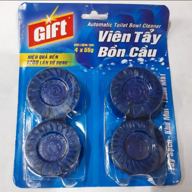 VIÊN TẨY BỒN CẦU GIFT KHỬ SẠCH KHỬ MÙI THƠM MÁT- 4 viên×55g