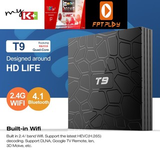 Android Box T9, Android TV 9, CPU RK3318, Ram 2GB, ROM 16GB, Wifi 2.4/5.0GHz, Bluetooth 4.1,cài đặt ứng dụng TV miễn phí
