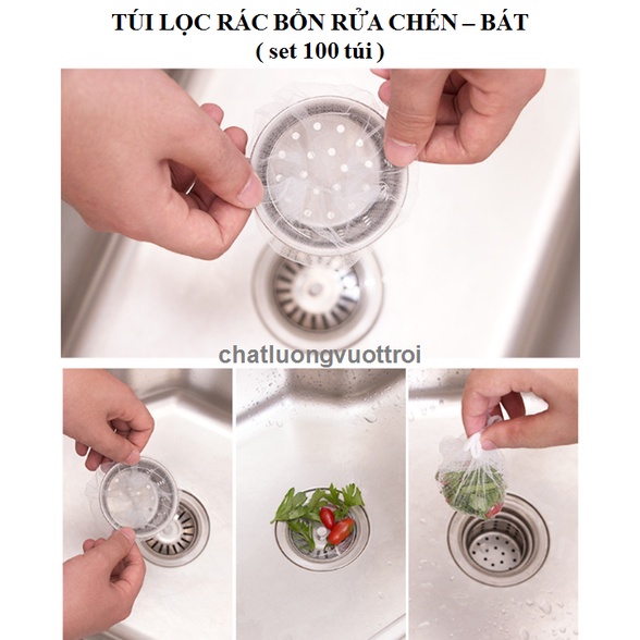 Túi Lọc Rác Bồn Rửa Chén, Rửa Bát Đa Năng P&amp;T – Set 100 Túi