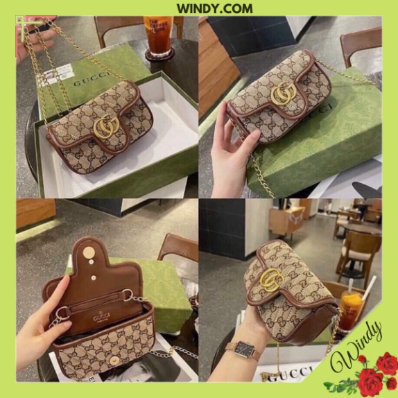 Túi Đeo Chéo Mini dây xích vàng Chất Da Pu cao cấp WINDY.COM