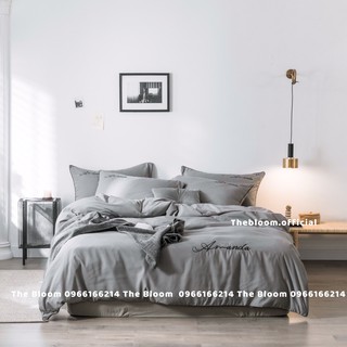 Set Chăn Ga Gối Cotton Hoạt Tính Amanda - Xám Nhạt (Hàng loại 1)