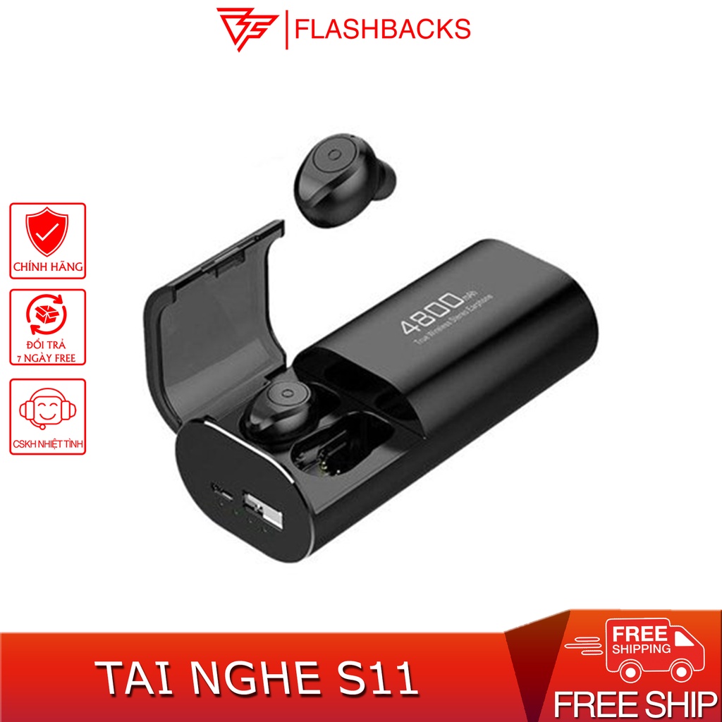 Tai nghe Bluetooth - Không Dây Nhét Tai S11- Có PIN SẠC DỰ PHÒNG - kết nối Bluetooth - Chính Hãng Bảo Hành 12 Tháng