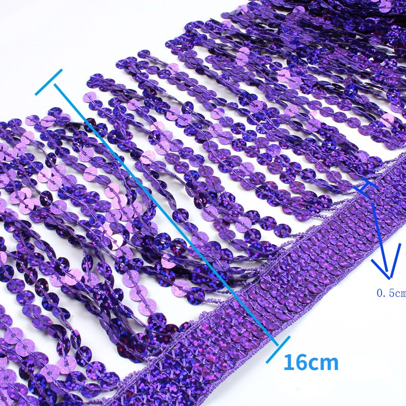 Dây Tua Rua Dài 9.5 Yards Đính Kim Sa Lấp Lánh Rộng 16cm Dùng Trang Trí Đầm Khiêu Vũ / Trang Phục Khiêu Vũ Latin DIY