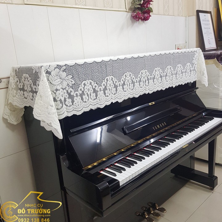 Khăn phủ đàn Piano vải ren trắng dày đẹp