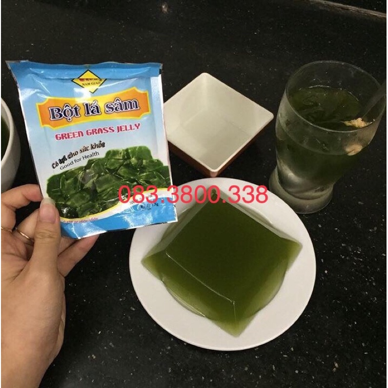 Bột Thạch Lá Sâm Nam Giao 7,5g/gói, thạch xanh, giải nhiệt, tặng công thức