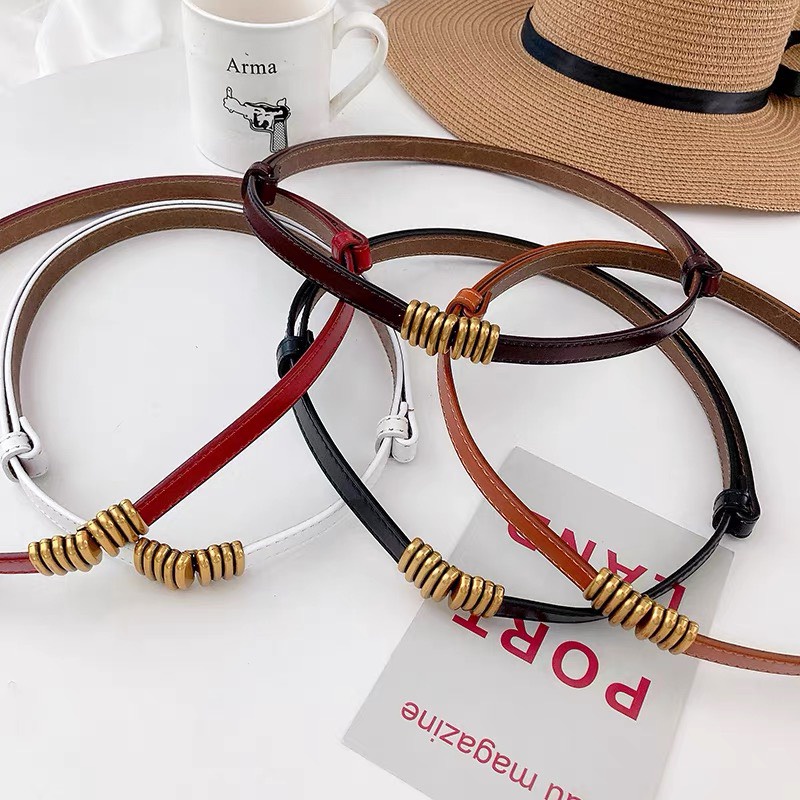 Thắt lưng khóa gài công sở 2 màu  vintage Thắt eo bản nhỏ 1.3cm