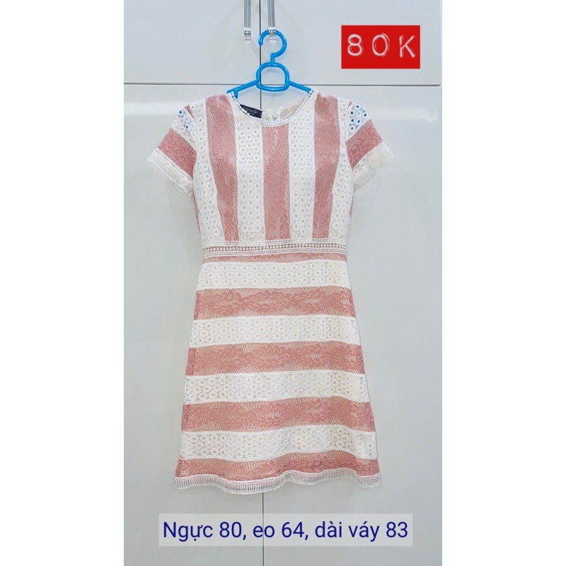 Váy ren hồng sọc trắng