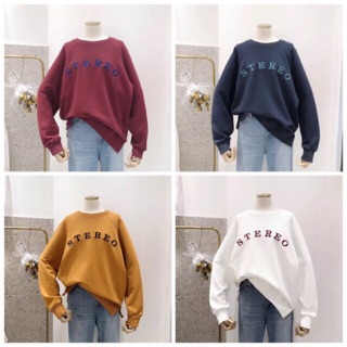 Áo Sweater vải da cá dày dặn thêu Stereo (bo thun chân áo không xẻ tà)