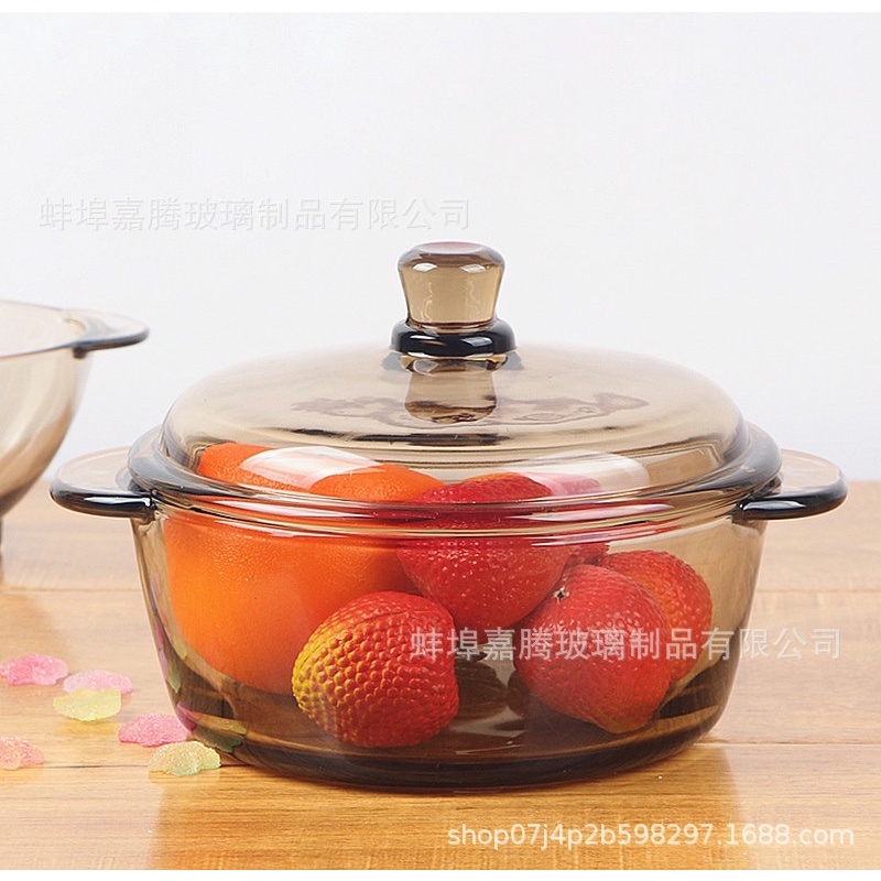 bộ 5 âu nồi thủy tinh chịu nhiệt phong cách châu âu , màu hổ phách cho nhà bếp chum NB03 C8