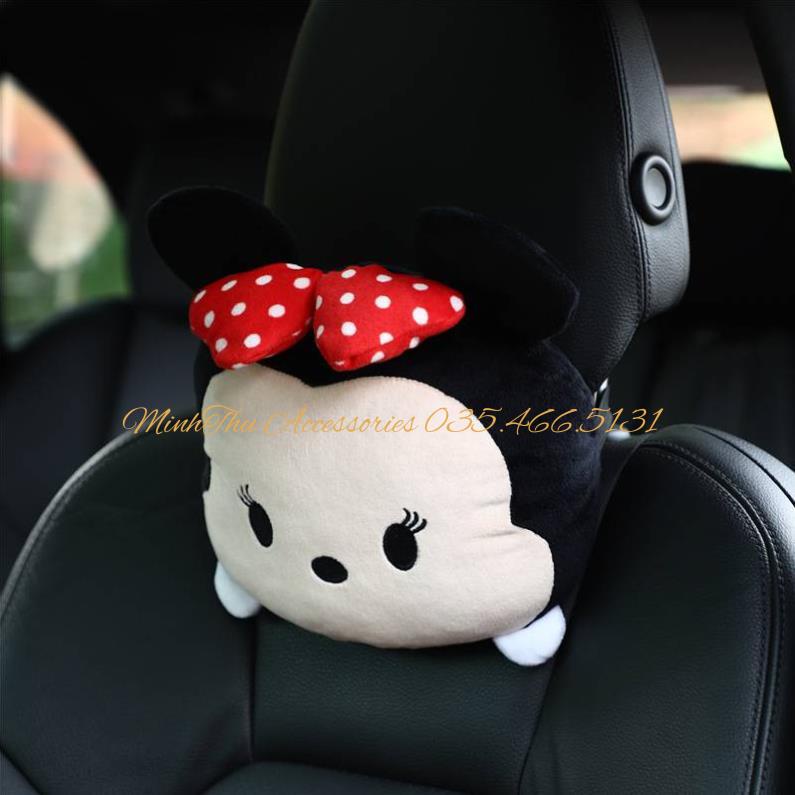 Gối Tựa Đầu/ Tựa Lưng Trên Ô Tô Hình Chuột Mickey Dễ Thương