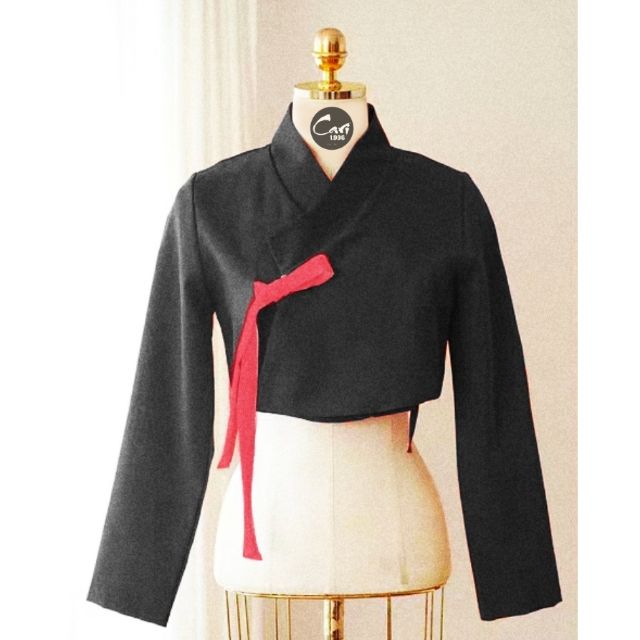 Áo Hanbok croptop đen, đỏ, xanh đen