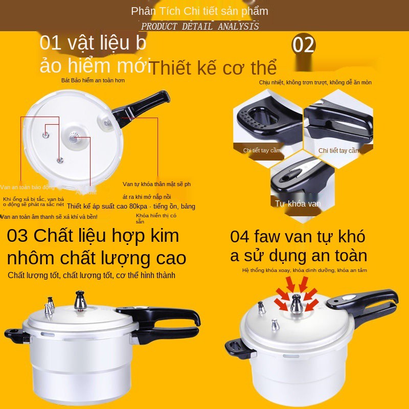 ✸[Giá hấp] Nồi áp suất Wanbao gia đình dùng gas bếp cảm ứng loại dày chống cháy nổ