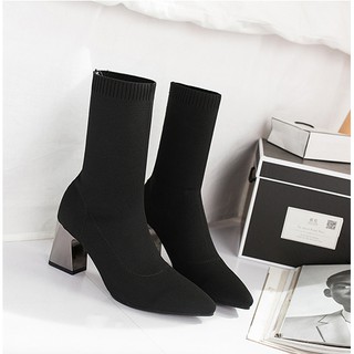 [ Có hình feedback] Boot nữ cổ lửng chất len thời thượng GBN09