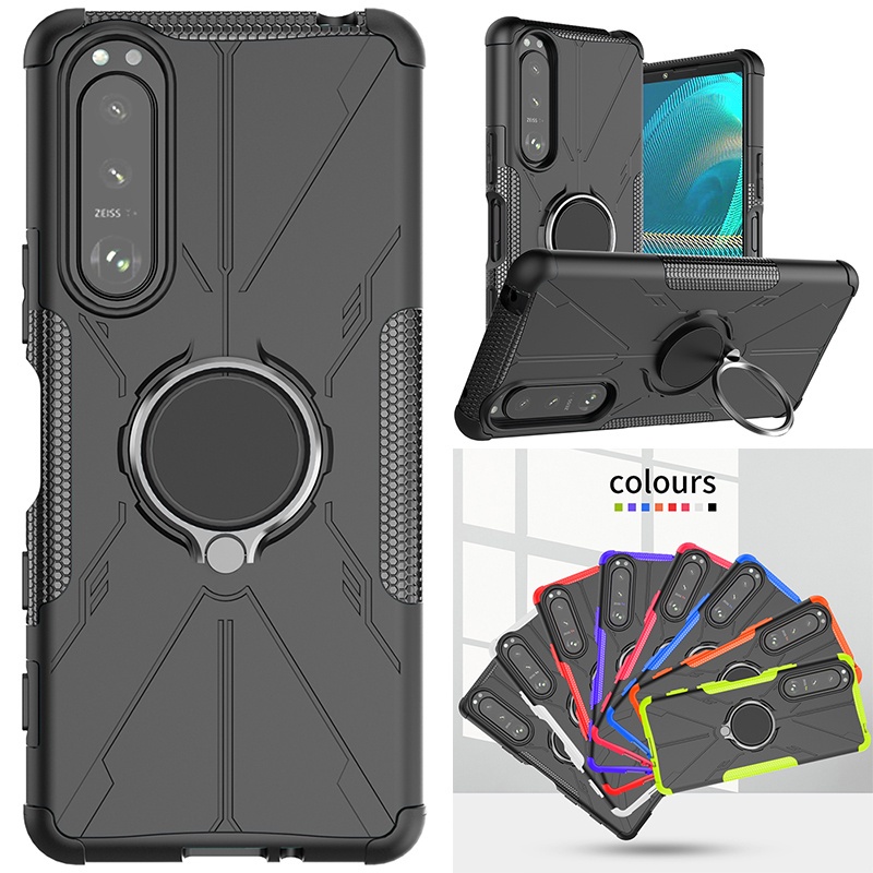 Ốp Điện Thoại Kiểu Giáp Chống Sốc Thời Trang Kèm Giá Đỡ Nhẫn Từ Tính Cho Sony Xperia 10.3 10Iii 5.3 5