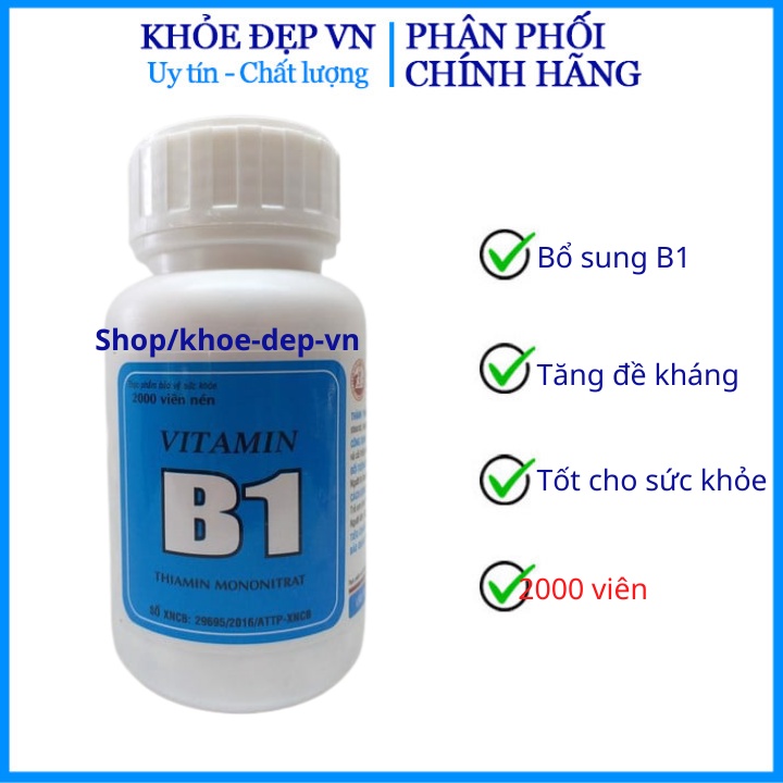 Vitamin B1 bổ sung b1, tăng sức đề kháng, bồi bổ cơ thể Đại Uy - lọ 2000 viên