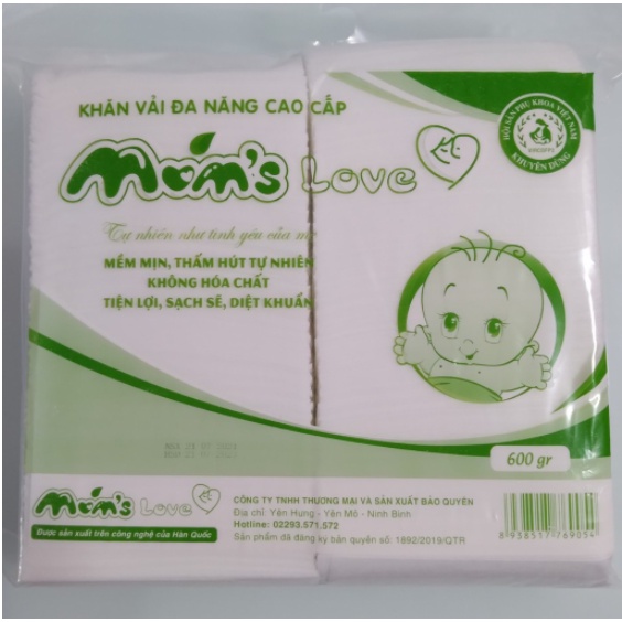 Khăn Vải Khô Cao Cấp Đa Năng Mom Love Túi 600g Có Thể Nhúng Ướt Sử Sụng Như Khăn Giấy Ướt