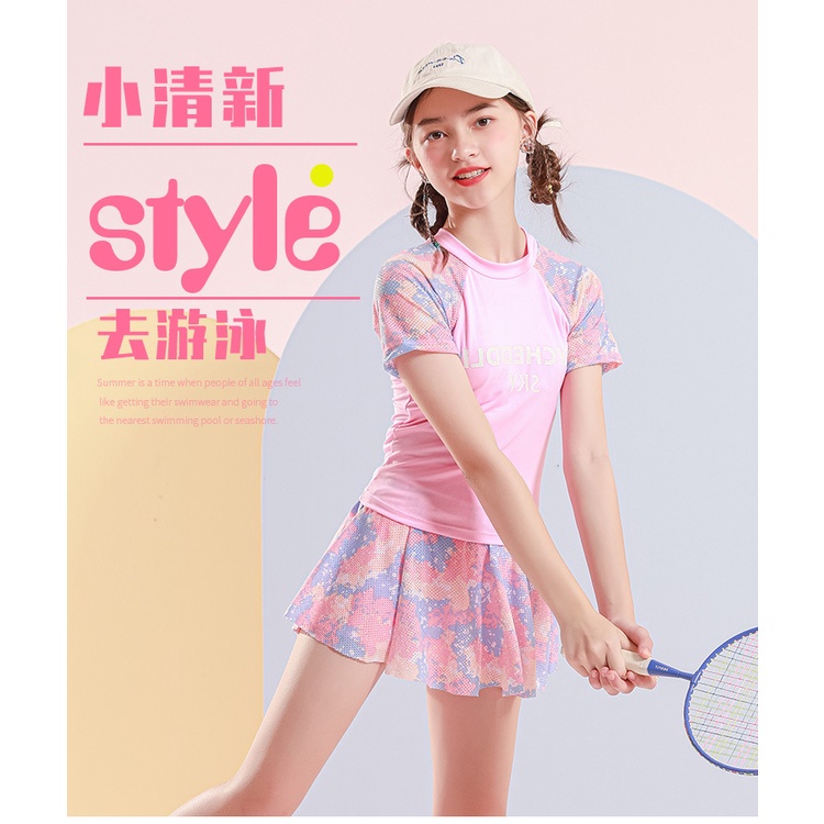 Đồ bơi thể thao năng động kèm quần cho bé gái từ 9-14 tuổi MH: D05
