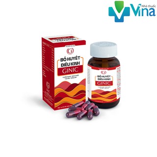 Bổ huyết điều kinh Ginic - Điều hoà kinh nguyệt, lưu thông khí huyết lọ 30 viên nang cứng