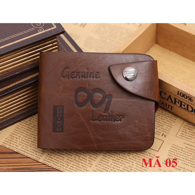 [free ship] Ví nam da bò màu nâu Genuine 001 Leather,ví da nam cao cấp