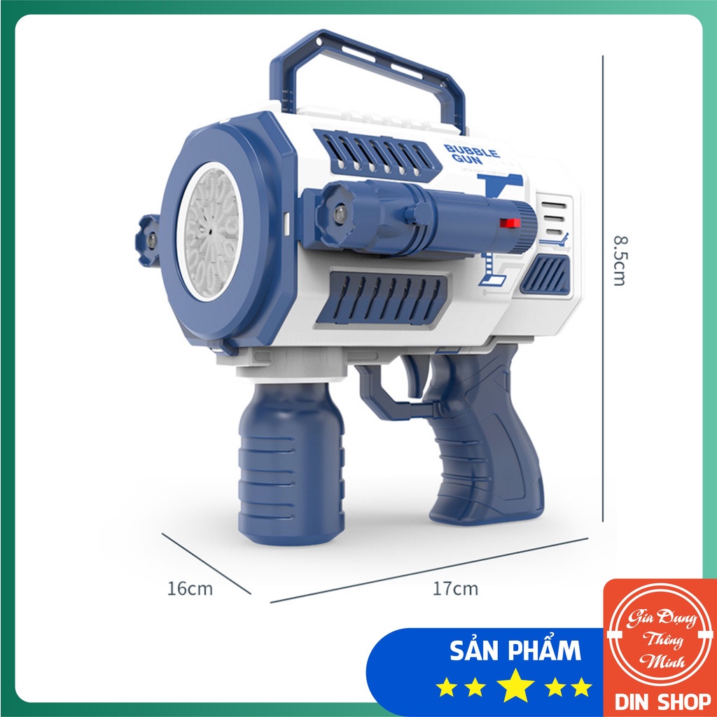 Súng bắn bong bóng xà phòng 5 nòng 👑DIN SHOP👑 Súng thổi bong bóng tự động 5 nòng cỡ bự, quà tặng tuyệt vời cho bé yêu
