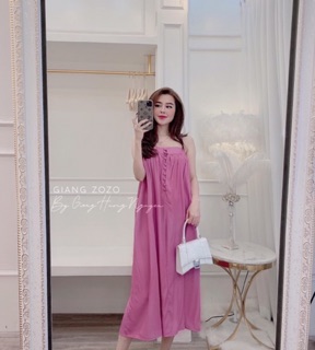 [ Xuất Xắc ] Đầm Suông 2 Dây Màu Cúc Bọc Siêu Hót (kèm ảnh thật)
