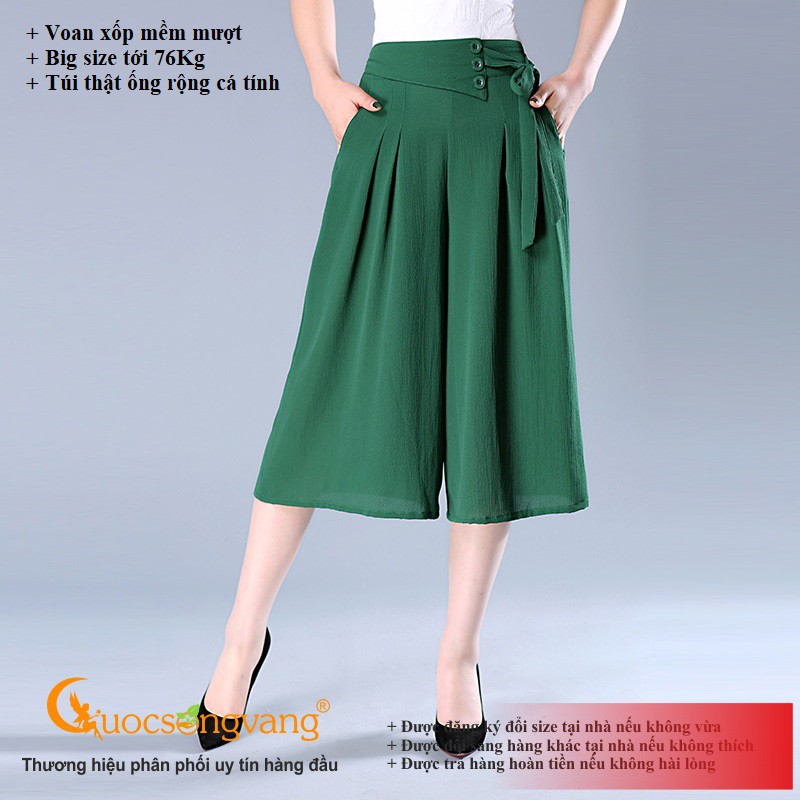 Quần lửng nữ eo thun quần nữ ống rộng voan xốp GLQ115 Cuocsongvang