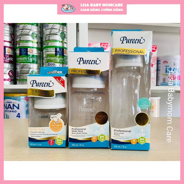 Bình Sữa PUREEN Thái Lan Cổ Rộng Và Cổ Hẹp - Size 120ml/ 250ml