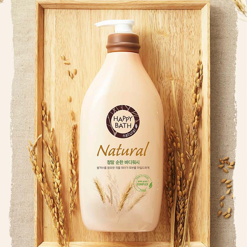 Sữa Tắm Chiết Xuất Gạo Lúa Mạch, Hoa Hồng Happy Bath Natural Real Mild Body Wash 900g