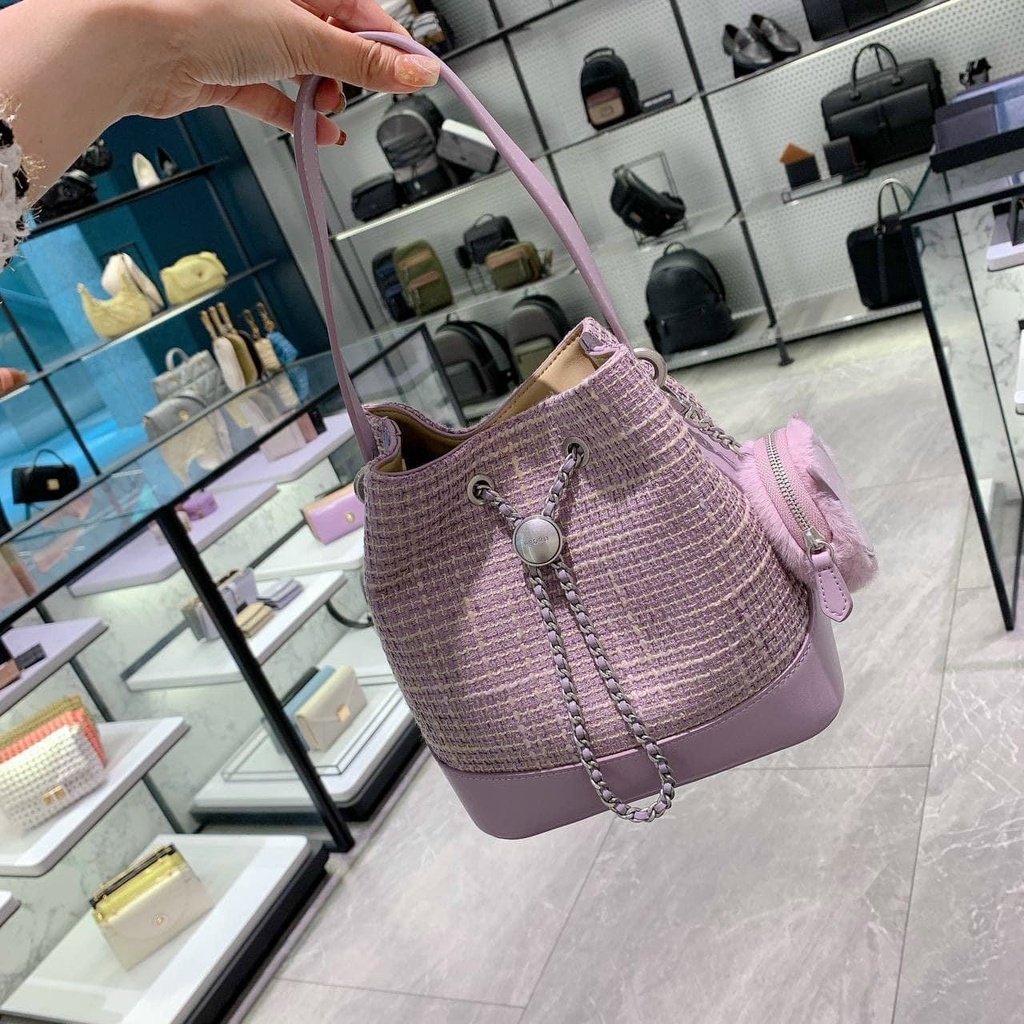 Túi xách PEDRO Tweed Bucket Bag Túi đeo chéo thiết kế phối vải bố bắt mắt độc đáo kèm CHARM