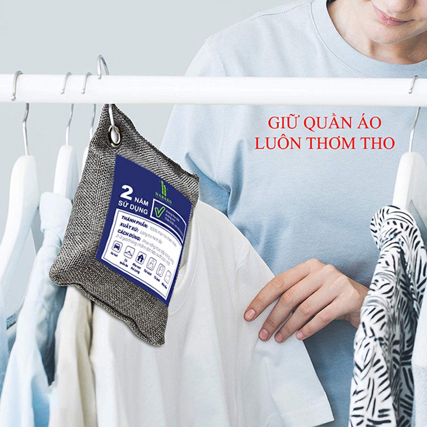 [SALE SỐC] Than Hoạt Tính 4 Túi Giảm 125k Khử Mùi Thuốc Lá, Hút Ẩm, Tủ Lạnh, Ô Tô, Phòng Ngủ, Nhà Vệ Sinh 200g-NABAKO