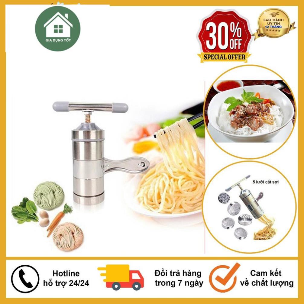 Máy Làm Bún, Mỳ Tươi Tại Nhà Bằng Inox, Tặng Kèm Bộ 5 Size Bún