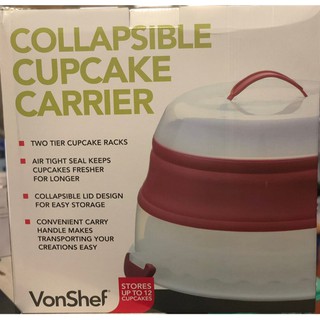 Hộp đựng cupcake 2 tầng tiện dụng, đường kính đáy 39cm, nắp cao 22.5cm, đựng được 24 bánh cupcake