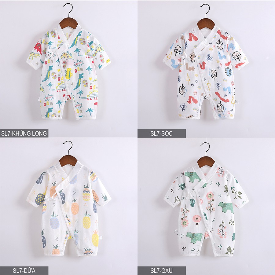 Body yukata Body dài tay vải xô cho bé trai bé gái Hàng Quảng châu xuất Nhật SL07