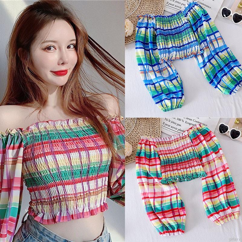 Áo Sơ Mi Dài Tay Hở Eo Họa Tiết Ca Rô Thời Trang Cho Nữ | BigBuy360 - bigbuy360.vn