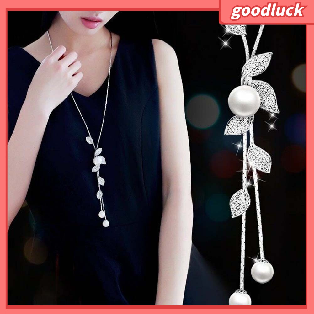 Dây Chuyền Mặt Chiếc Lá Đính Ngọc Trai Cho Nữ