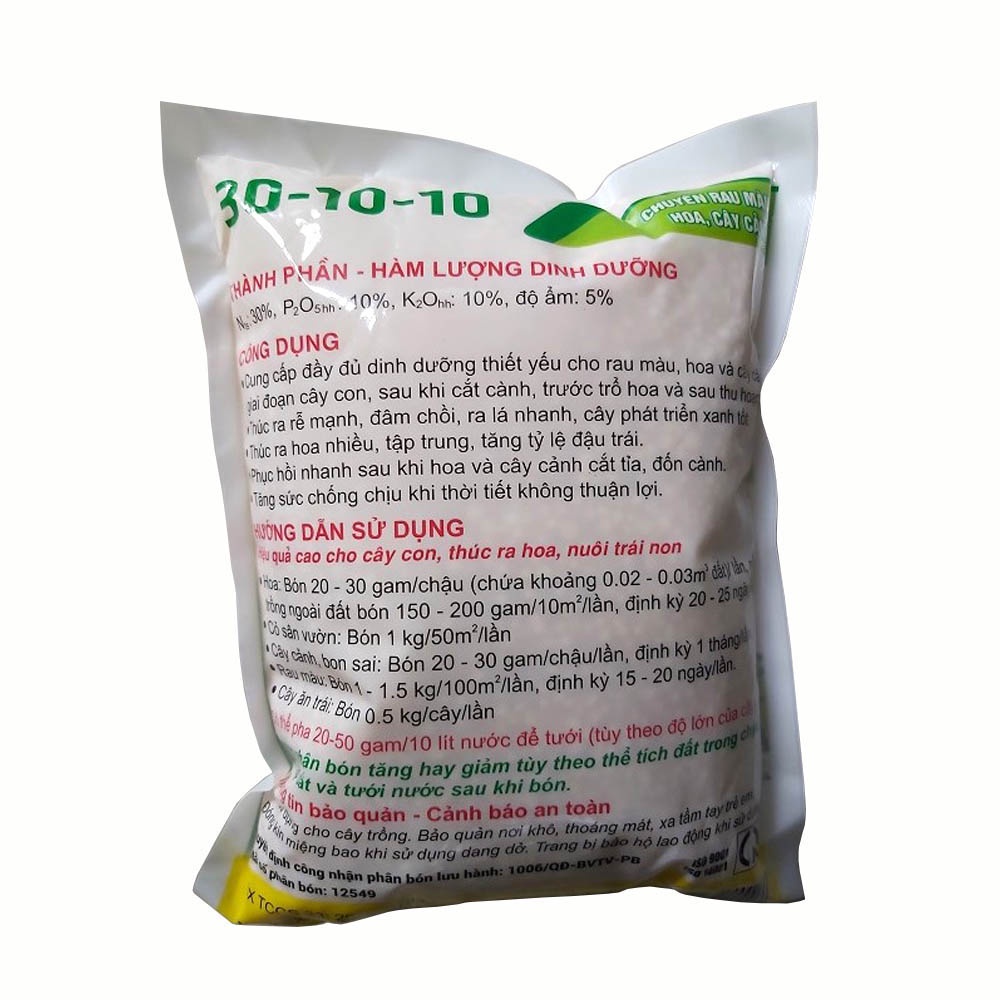 Phân bón Đầu Trâu NPK 30-10-10 - Túi 1kg