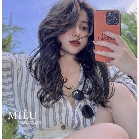 Sơ mi kẻ xanh màu hot chất đũi tơ mỏng mát form rộng vanmiushop