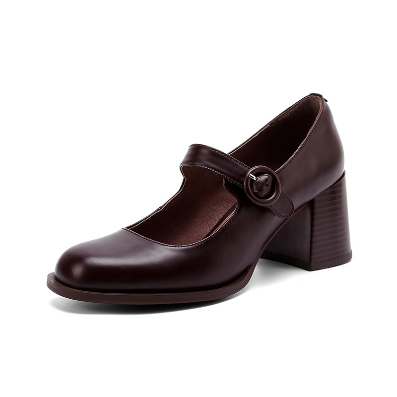 Giày cao gót IELGY mũi vuông có khóa cài phong cách cổ điển thời trang dành cho nữ