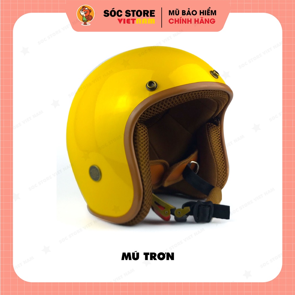 Mũ bảo hiểm 3 phần 4 chính hãng màu vàng Sóc Store, nón bảo hiểm 3 phần 4 nam nữ freesize