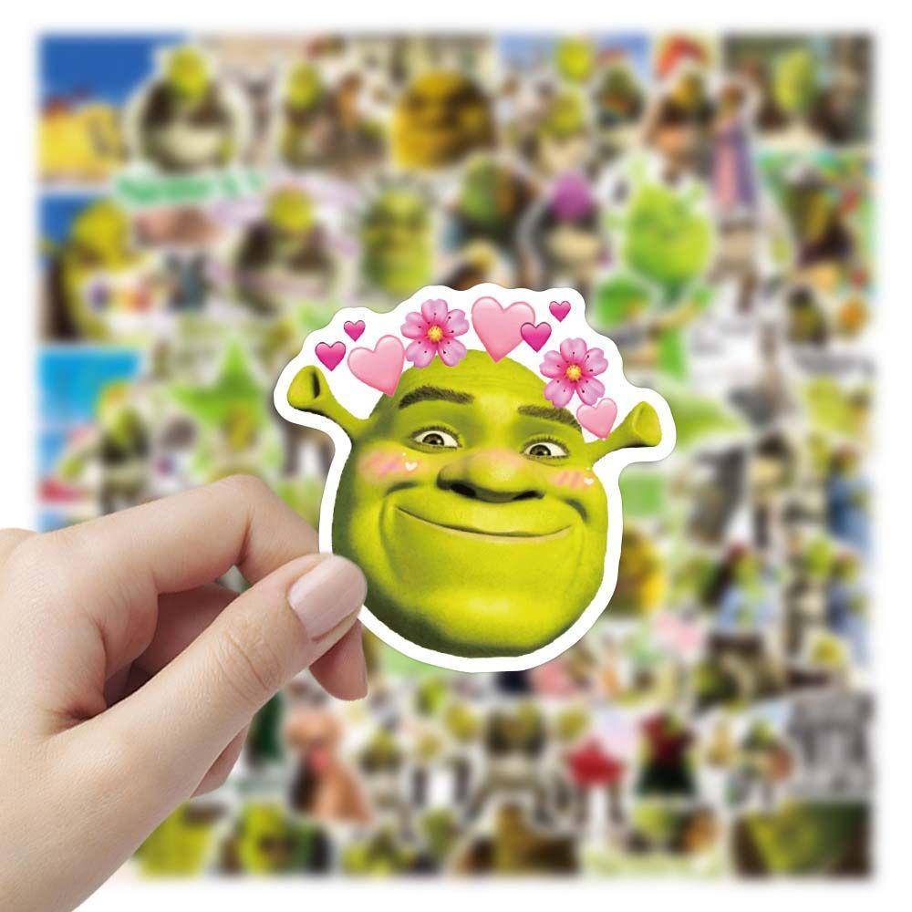 Set 100 miếng dán trang trí MMULCK PVC hình Shrek anime chống thấm nước cho sổ tay vali máy tính xách tay