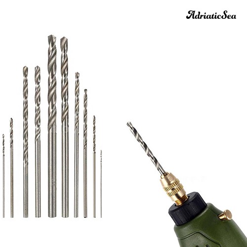 ADRIA ☺ 10 HSS High Speed White Steel Twist Drill Bit Set for Rotary Tool