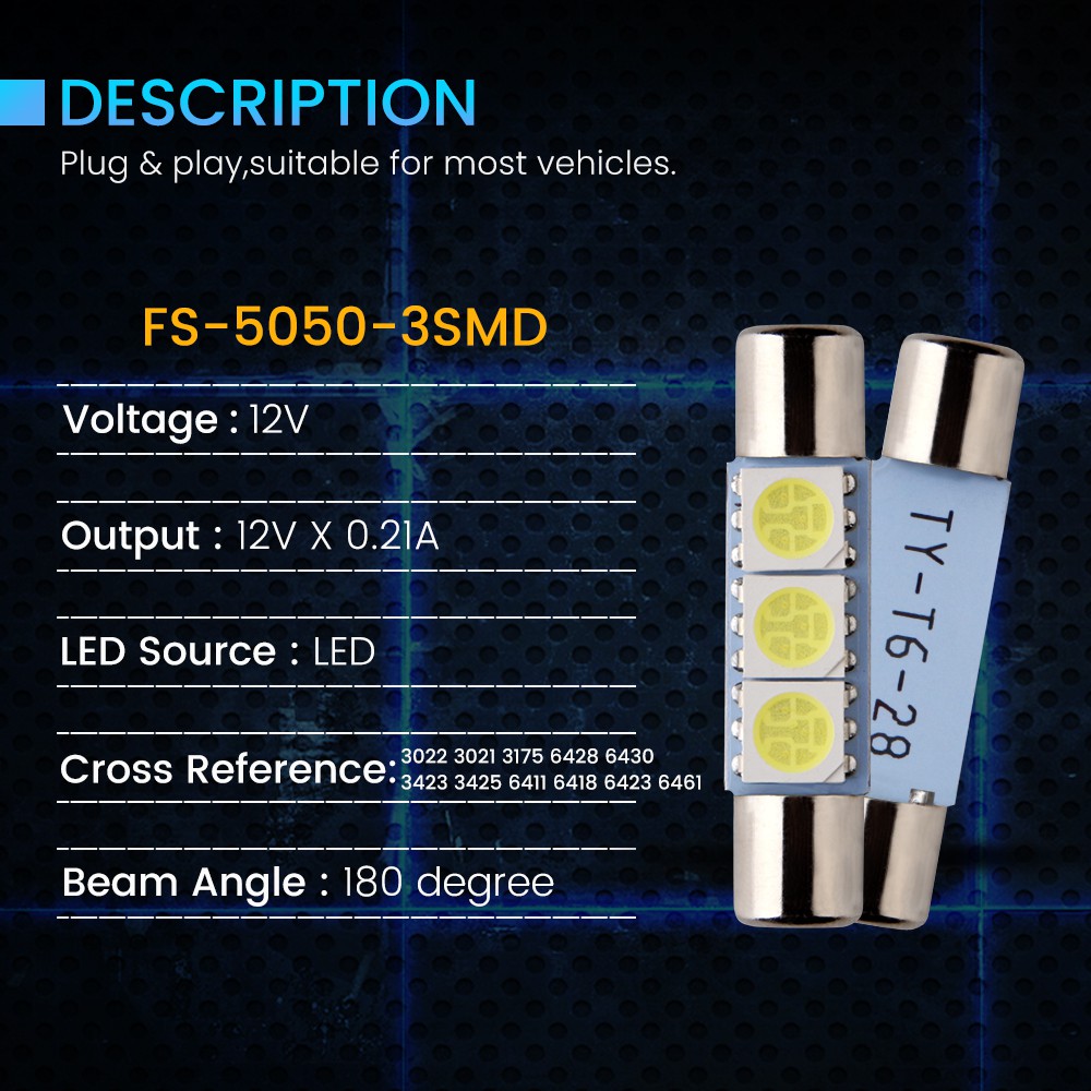 Đèn led 3 bóng 28mm 31mm C5W 5050 3SMD chuyên dùng trang trí nội thất xe hơi