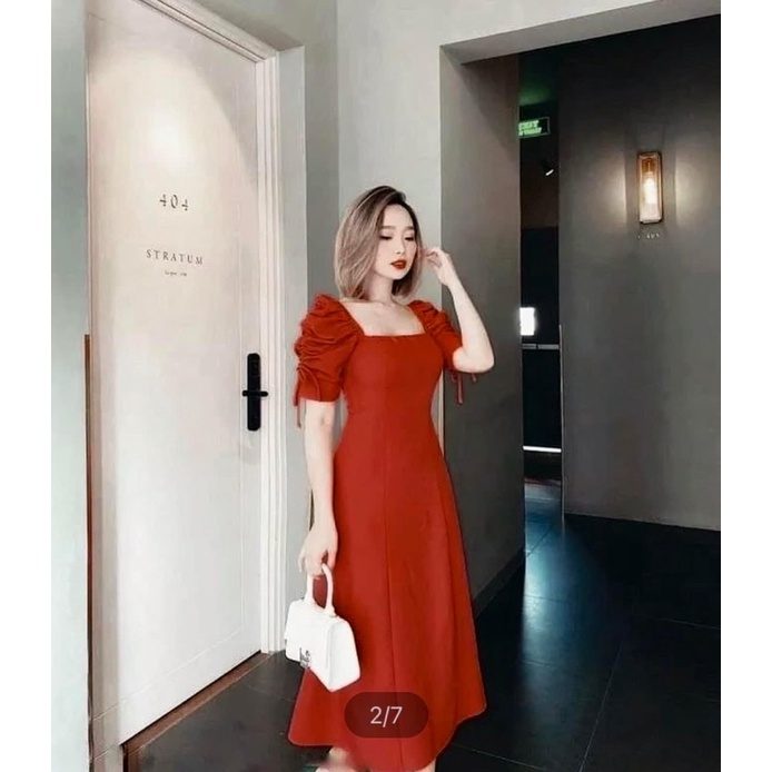 Đầm tay phồng maxi cổ vuông big size dành cho khách ngoại cỡ từ 60-90 ký