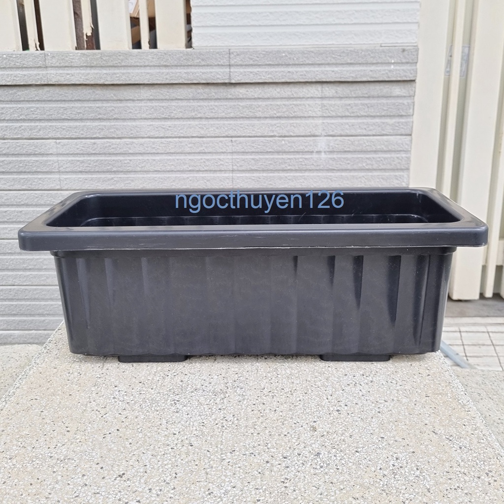 Bộ 05 chậu dài sọc nhỏ nhựa dày trồng rau, hoa size 48x20x17cm