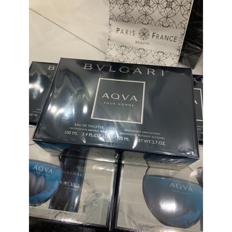 Bộ Set nước hoa Bvlgari Aqva Pour Homme 100ml + 1 lăn khử mùi 75ml full seal | BigBuy360 - bigbuy360.vn